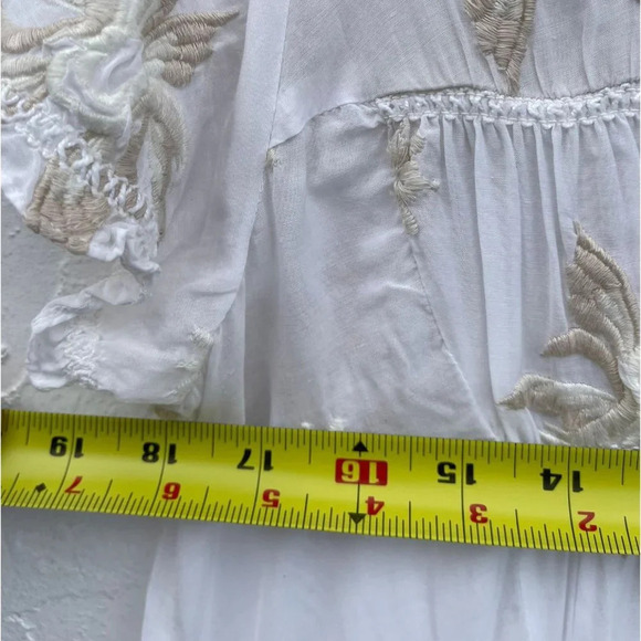 Anthropology Odd Molly Womens Embroidered Floral Mini Dress White Sz Medium - Picture 2 of 12